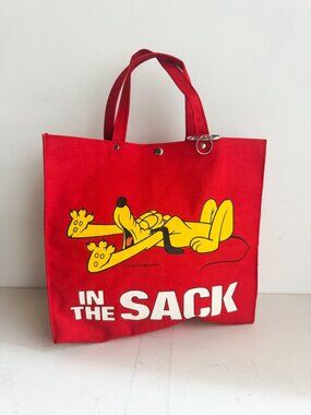 Vintage Disney Pluto Large Graphic Square Canvas Tote NWOT